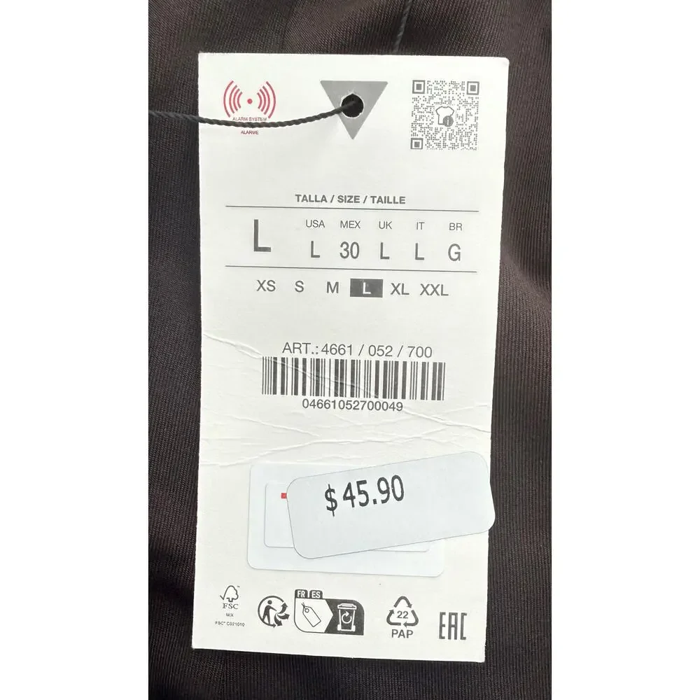 Zara Linen-Look Strapless Bandeau Top in Dark Brown Size Large 4661/052/700 - Picture 7 of 11